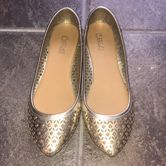 Carlos Santana Shoes - Carlos Santana Gold Cut Out Flats